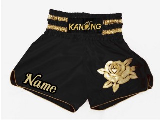 Short de Boxe Thai Noir Personnalisé : KNSCUST-1174